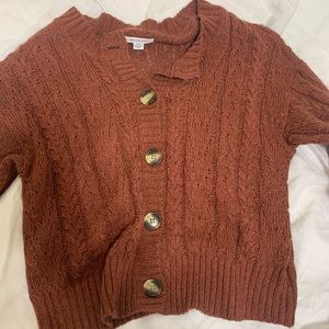 Cable Knit Cardigan in Burnt Orange